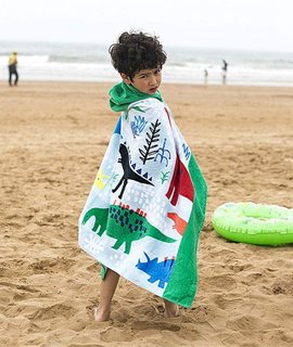 Детское Пляжное Полотенце с Капюшоном в Бассейн Дино