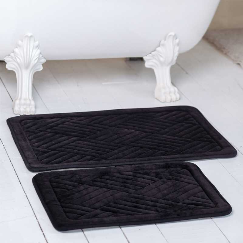 Набор ковриков для ванной/туалета фланелевый Lovely Svi 2шт: 50 x 80 см + 40 x 60 x 1.5 см Черный (191025)