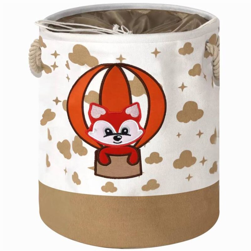 Корзина для игрушек и белья на шнуровке 45х35 см Бежевый Лисичка
