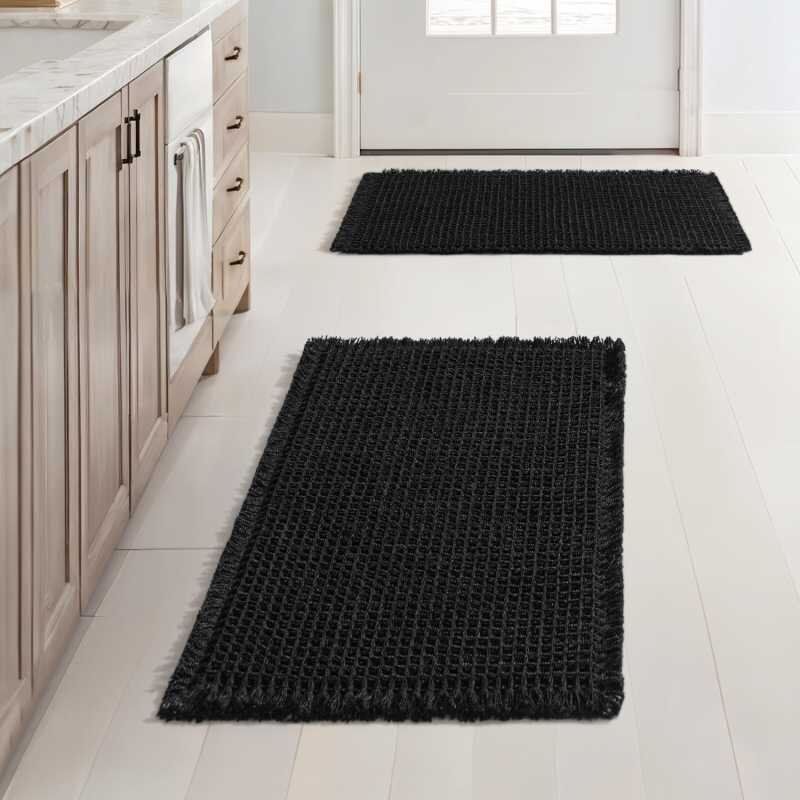 Набор ковриков для ванной/туалета вафельный Lovely Svi 2шт: 50 x 80 см Черный (1217255)