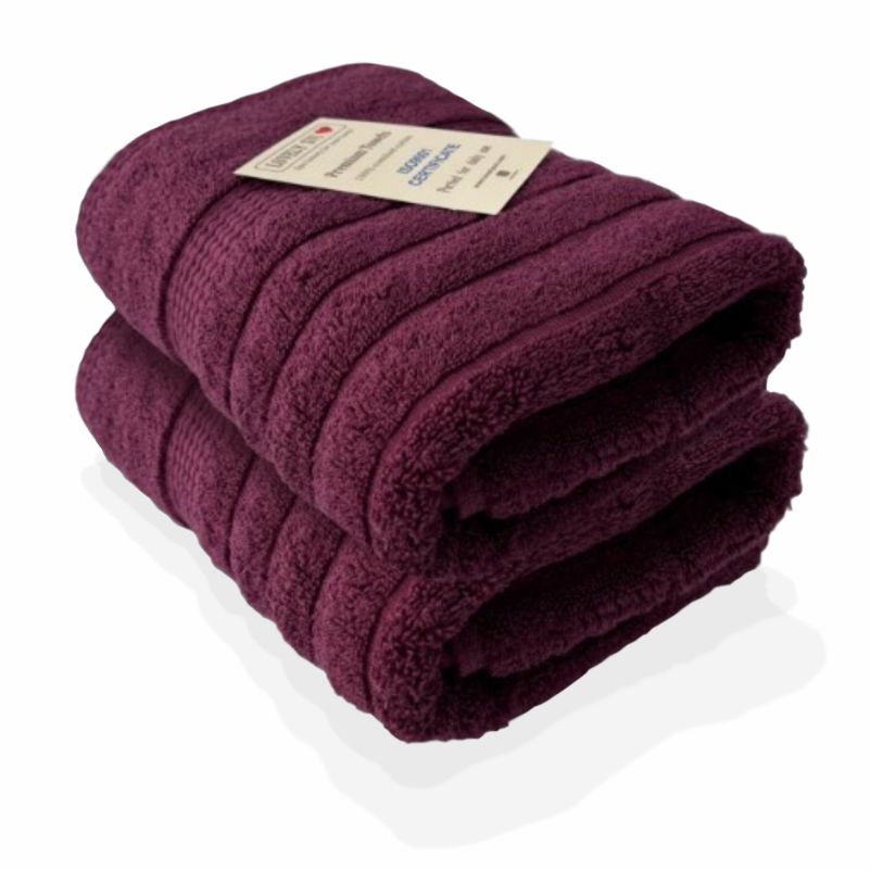 Набір 2 жакардові рушники Lovely Svi для ванної, готелів, СПА, на подарунок, 50 х 90 см Oxford Stripe Burgundy 