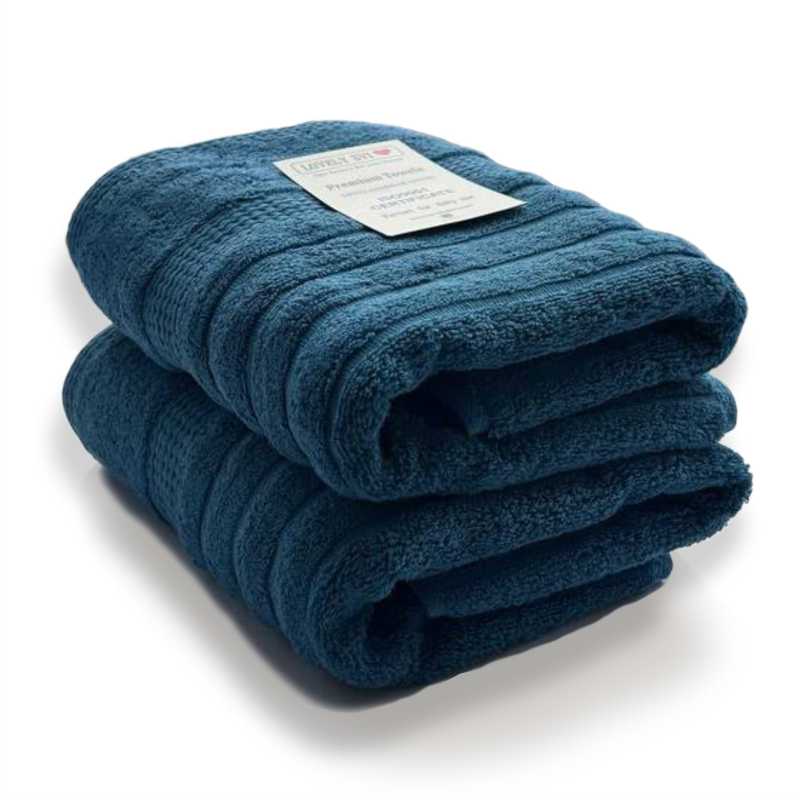 Набір 2 жакардові рушники Lovely Svi для ванної, готелів, СПА, на подарунок, 50 х 90 см Oxford Stripe Navy Синій