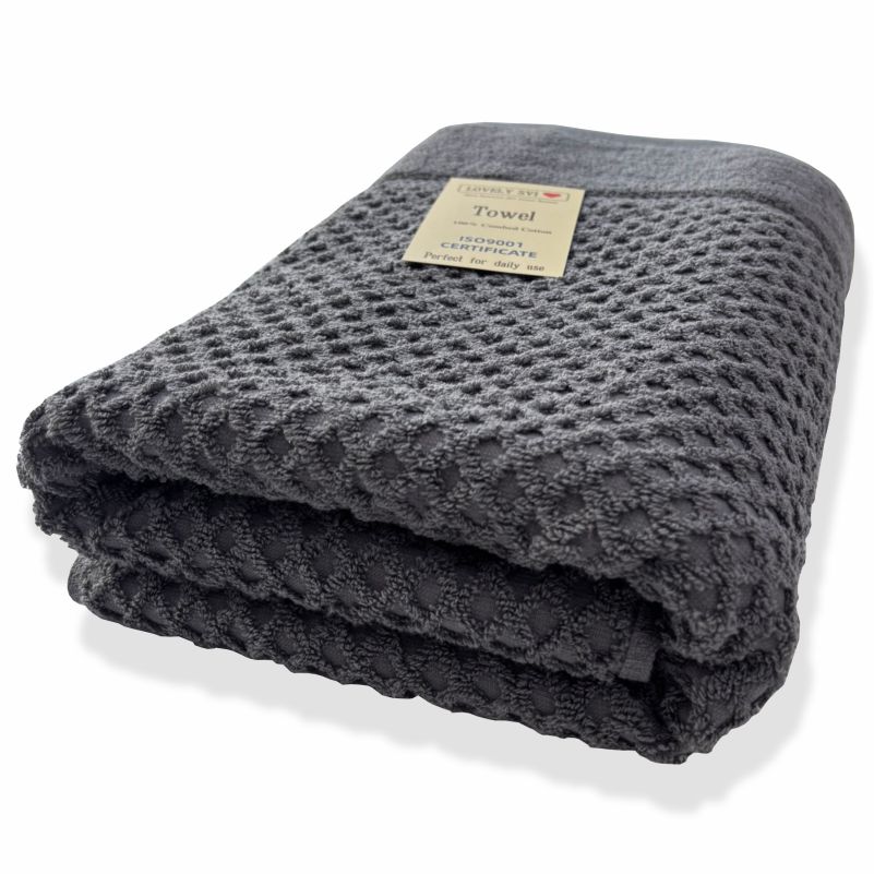 Рушник банний Lovely Svi  бавовна жаккардове для ванної, готелів, СПА, в подарунковому пакеті - 70 х 140 см Diamond Grid Сірий