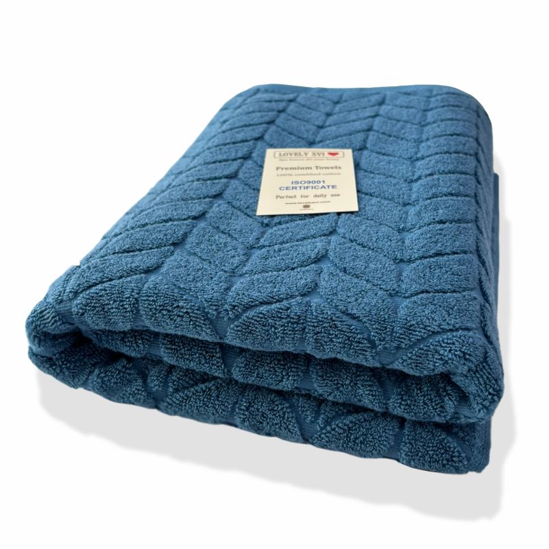 Рушник банний Lovely Svi  бавовна жаккардове для ванної, готелів, СПА, в подарунковому пакеті - 70 х 140 см Milano Синій