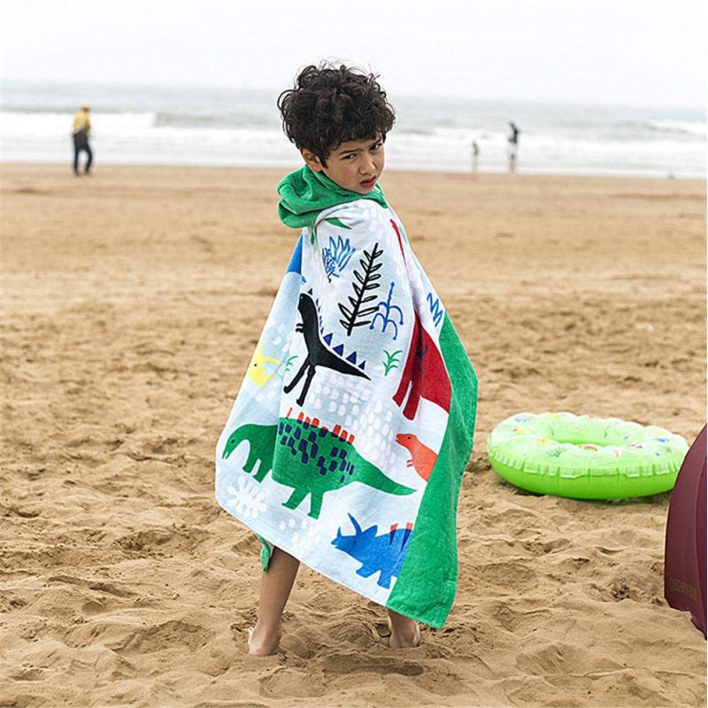  Дитячій Пляжний Рушник з Капюшоном в Басейн Дино